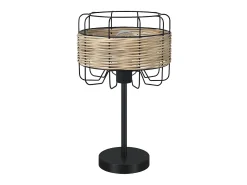 Sobremesa Modelo Zenda Negra 1 Luz Con Pantalla Rattan