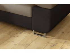 Sofá esquinero convertible en terciopelo con reposacabezas elevables - Colección Marka-Marrón/Marrón claro-Ángulo izquierdo