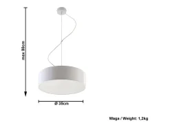 Sollux ARENA - Lámpara colgante de techo redonda con 2 luces blanca, E27