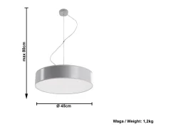 Sollux ARENA - Lámpara colgante de techo redonda con 3 luces, plata, E27