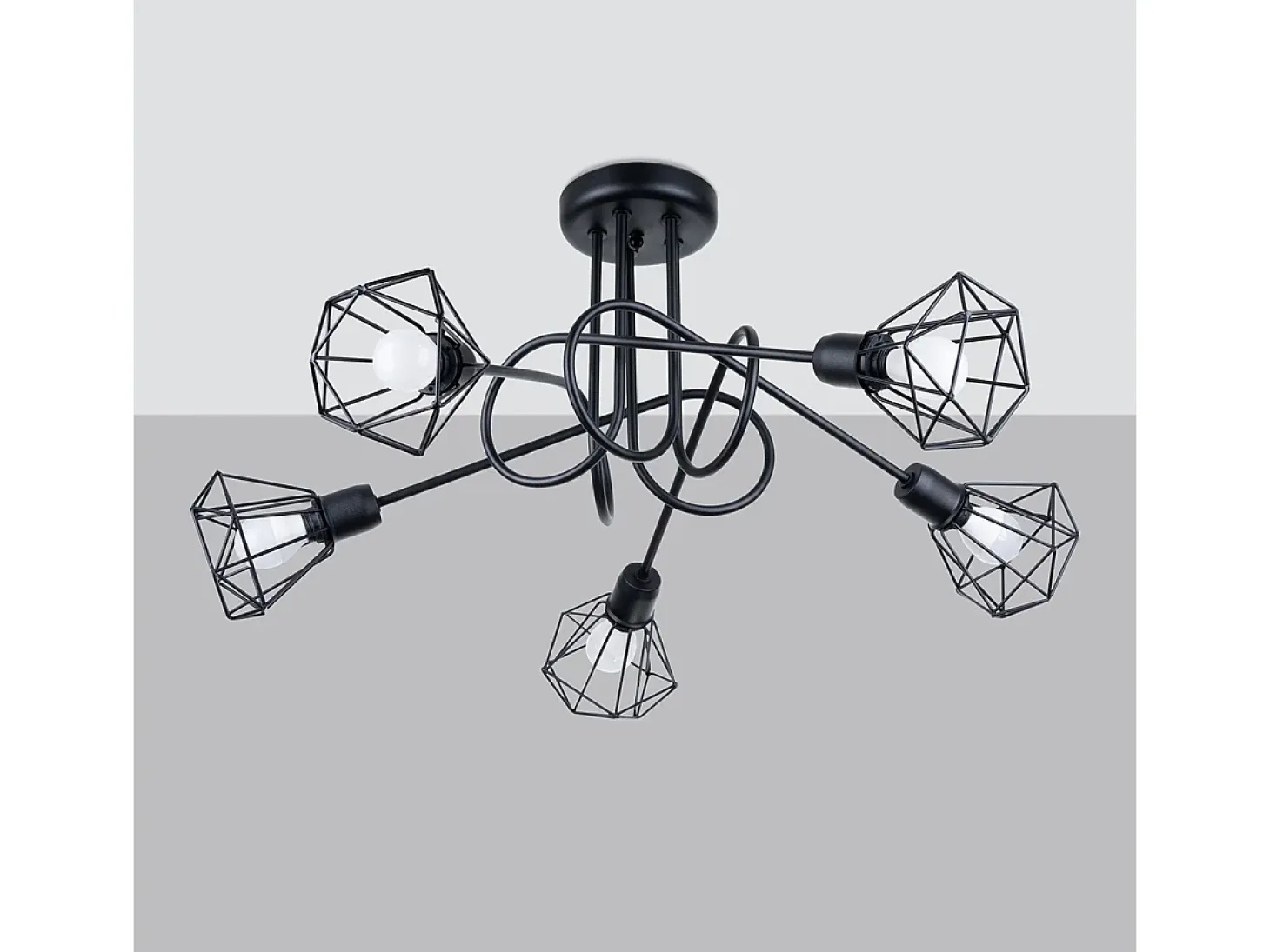 Sollux Artemis Lámpara de techo semiempotrable multi brazos negra