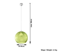 Sollux BALL - 1 colgante de techo con cúpula de vidrio claro verde, cromo, E27
