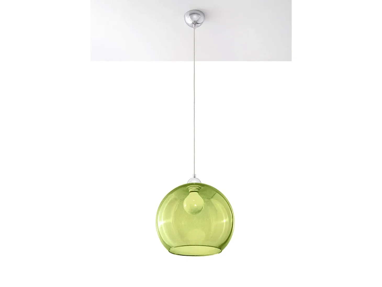 Sollux BALL - 1 colgante de techo con cúpula de vidrio claro verde, cromo, E27
