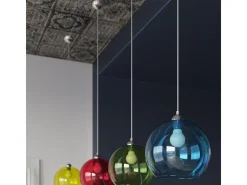 Sollux BALL - 1 lámpara colgante de techo con domo de vidrio rojo, cromo, E27