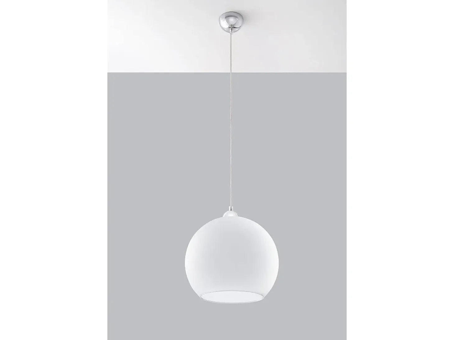 Sollux BALL - 1 lámpara colgante de techo con domo de vidrio blanco, cromo, E27