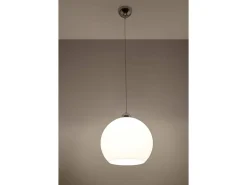 Sollux BALL - 1 lámpara colgante de techo con domo de vidrio blanco, cromo, E27