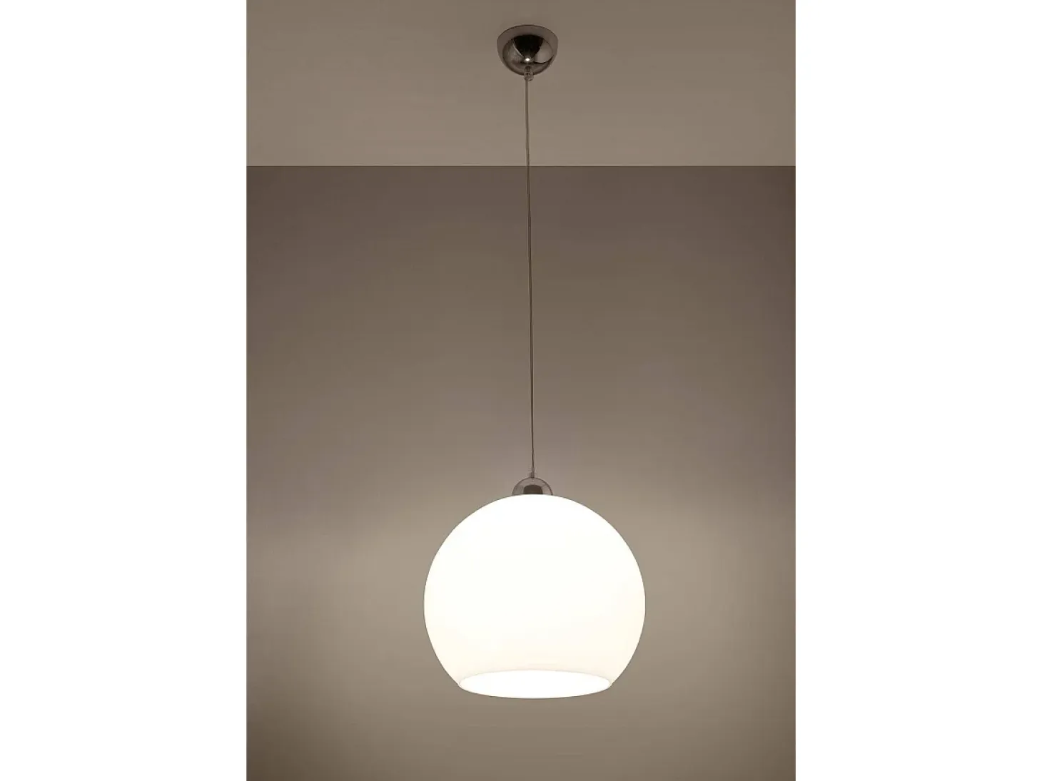 Sollux BALL - 1 lámpara colgante de techo con domo de vidrio blanco, cromo, E27