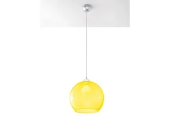 Sollux BALL - 1 lámpara colgante de techo con cúpula de vidrio amarillo, cromo, E27