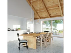 Sollux CASCO - 1 lámpara colgante de techo tipo domo blanco, madera natural, E27