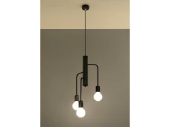 Sollux DUOMO - Colgante colgante de 3 luces en racimo Negro, E27