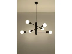 Sollux DUOMO - Lámpara colgante de techo con múltiples brazos, 6 luces, negro, E27
