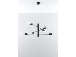 Sollux DUOMO - Lámpara colgante de techo con múltiples brazos, 6 luces, negro, E27