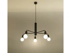 Sollux DUOMO - Lámpara colgante de techo con 5 brazos y 5 luces Negro, E27