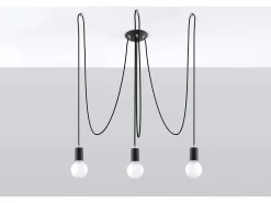 Sollux EDISON - Colgante colgante de 3 luces en racimo Negro, E27
