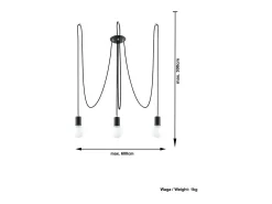 Sollux EDISON - Colgante colgante de 3 luces en racimo Negro, E27