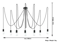 Sollux EDISON - Lámpara colgante de 7 luces en racimo negro, E27