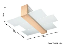 Sollux FENIKS - Lámpara de techo empotrada de 2 luces de madera natural, E27