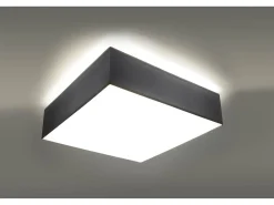 Sollux HORUS - Lámpara de techo cuadrada a ras de suelo con 2 luces Plata, E27