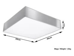 Sollux HORUS - Lámpara de techo cuadrada a ras de suelo 3 luces Plata, E27