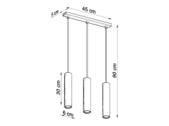 Sollux LAGOS - Lámpara colgante con barra fija de 3 luces Negro, GU10