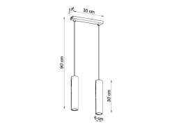 Sollux LAGOS - Lámpara colgante de barra fija con 2 luces, blanca, GU10