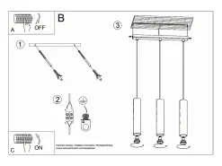 Sollux LAGOS - Lámpara colgante de barra fija con 3 luces, blanca, GU10