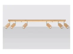 Sollux Lighting Berg Barra de 6 Focos de Techo, Madera Natural, 120cm