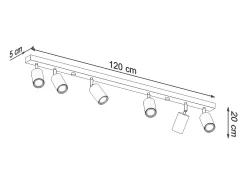 Sollux Lighting Berg Barra de 6 Focos de Techo, Madera Natural, 120cm