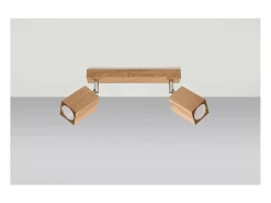 Sollux Lighting Keke Foco de Techo Twin Cuadrado Roble Madera, 2x GU10