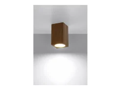 Sollux Lighting Keke Foco empotrable cuadrado de madera de roble, 30cm