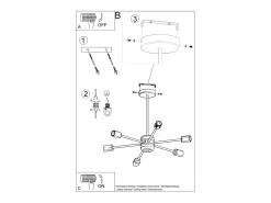 Sollux Lighting Lango Plafón Multi Arm Semi Empotrado, Negro, 6x E27