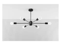 Sollux Lighting Lango Plafón Multi Arm Semi Empotrado, Negro, 6x E27
