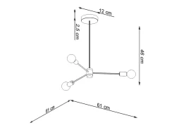 Sollux Lighting Lango Plafón Multi Arm Semi Empotrado, Negro, 3x E27