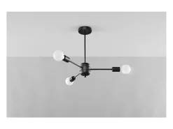 Sollux Lighting Lango Plafón Multi Arm Semi Empotrado, Negro, 3x E27