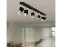 Sollux Lighting Nero Barra Foco Techo, Negro/Cromo, 4x GU10