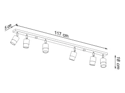 Sollux Lighting Nero Barra Foco Techo, Negro/Cromo, 6x GU10