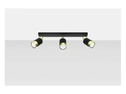 Sollux Lighting Nero Barra Foco de Techo, Negro/Dorado, 3x GU10