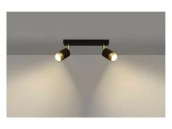 Sollux Lighting Nero Foco de techo Twin, Negro/Dorado, 2x GU10