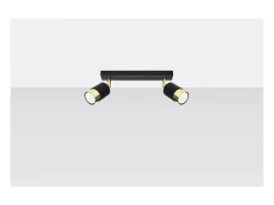 Sollux Lighting Nero Foco de techo Twin, Negro/Dorado, 2x GU10