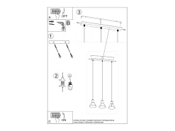 Sollux Lighting Taleja Lámpara de Techo Colgante Bar, Blanca, 3x ES111