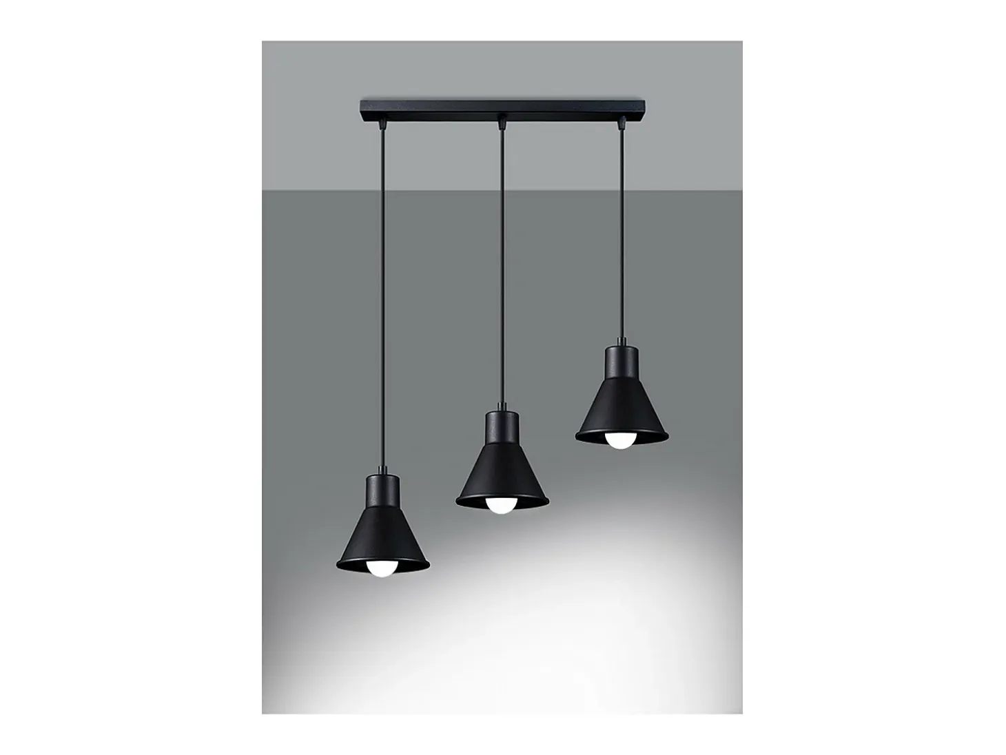 Sollux Lighting Taleja Lámpara de Techo Colgante Bar, Negro, 3x E27