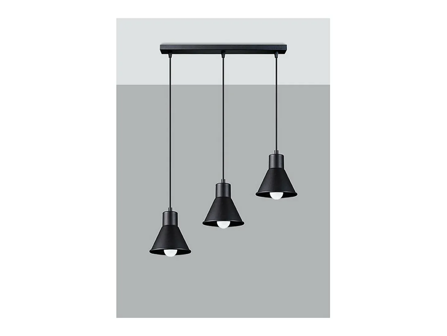 Sollux Lighting Taleja Lámpara de Techo Colgante Bar, Negro, 3x E27