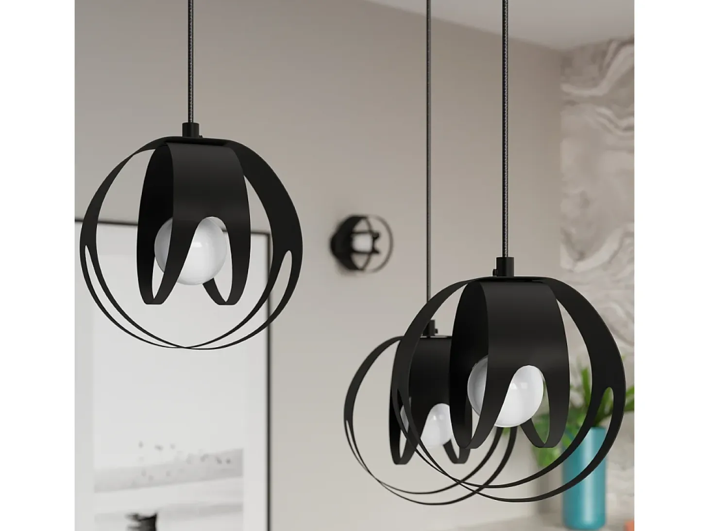Sollux Lighting Tulos Plafón Colgante Esférico, Negro, 1x E27