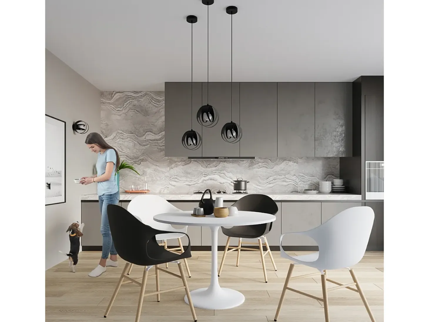 Sollux Lighting Tulos Plafón Colgante Esférico, Negro, 1x E27