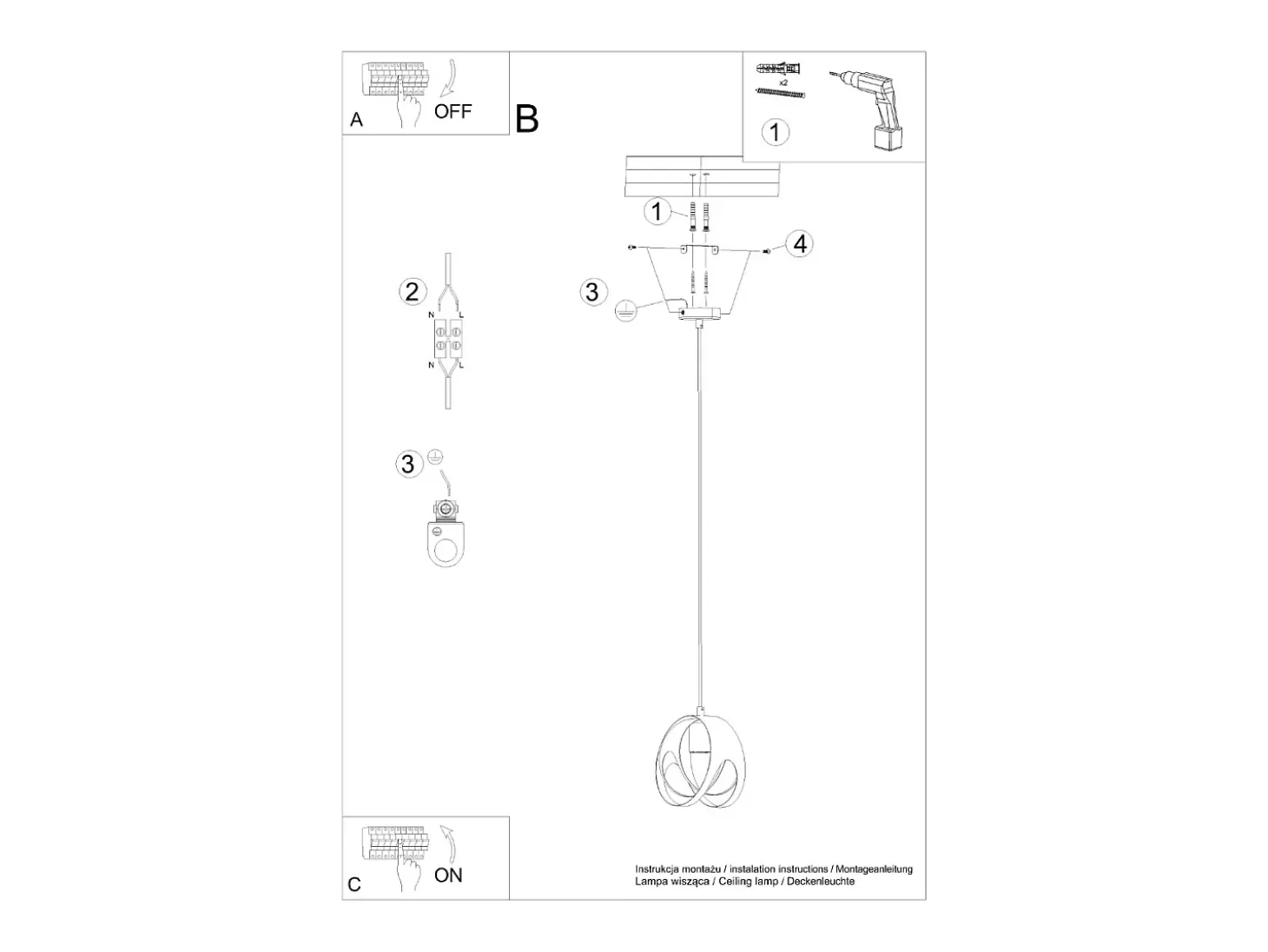 Sollux Lighting Tulos Plafón Colgante Esférico, Negro, 1x E27