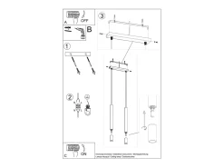 Sollux Lighting Wezyr Lámpara de Techo Colgante Bar, Negro, 2x G9