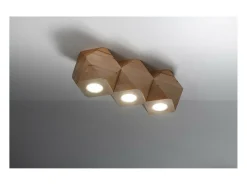 Sollux Lighting Woody Downlight de Superficie, Madera Natural, 3x GU10