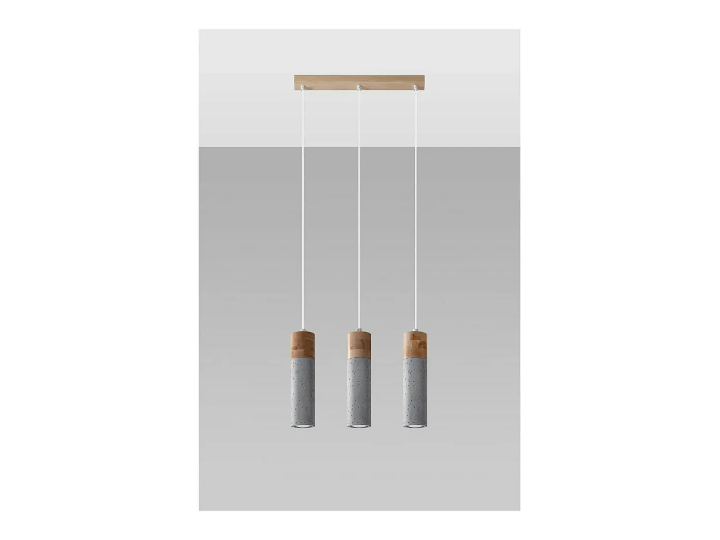 Sollux Lighting Zane Bar Lámpara de Techo Colgante Gris Hormigón, Madera Natural, 45cm