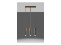 Sollux Lighting Zane Bar Lámpara de Techo Colgante Gris Hormigón, Madera Natural, 45cm