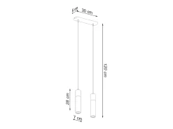 Sollux Lighting Zane Bar Lámpara de Techo Colgante Gris Hormigón, Madera Natural, 30cm